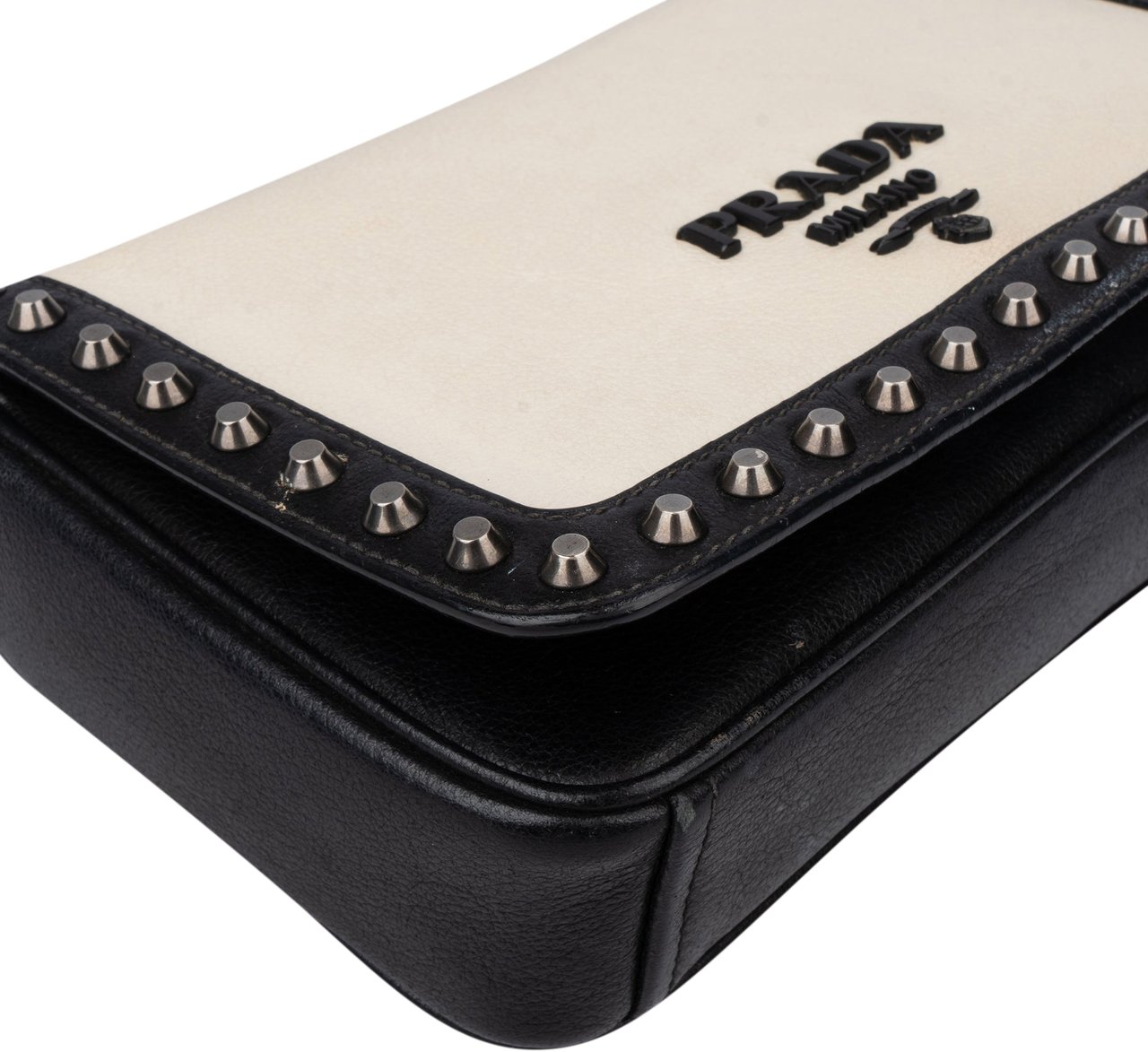 Prada Prada Bicolor Leather Glace Crossbody Bag Zwart