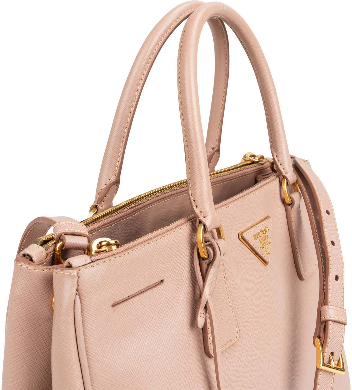 Prada Prada Rose Saffiano Leather Galleria Handbag Rood