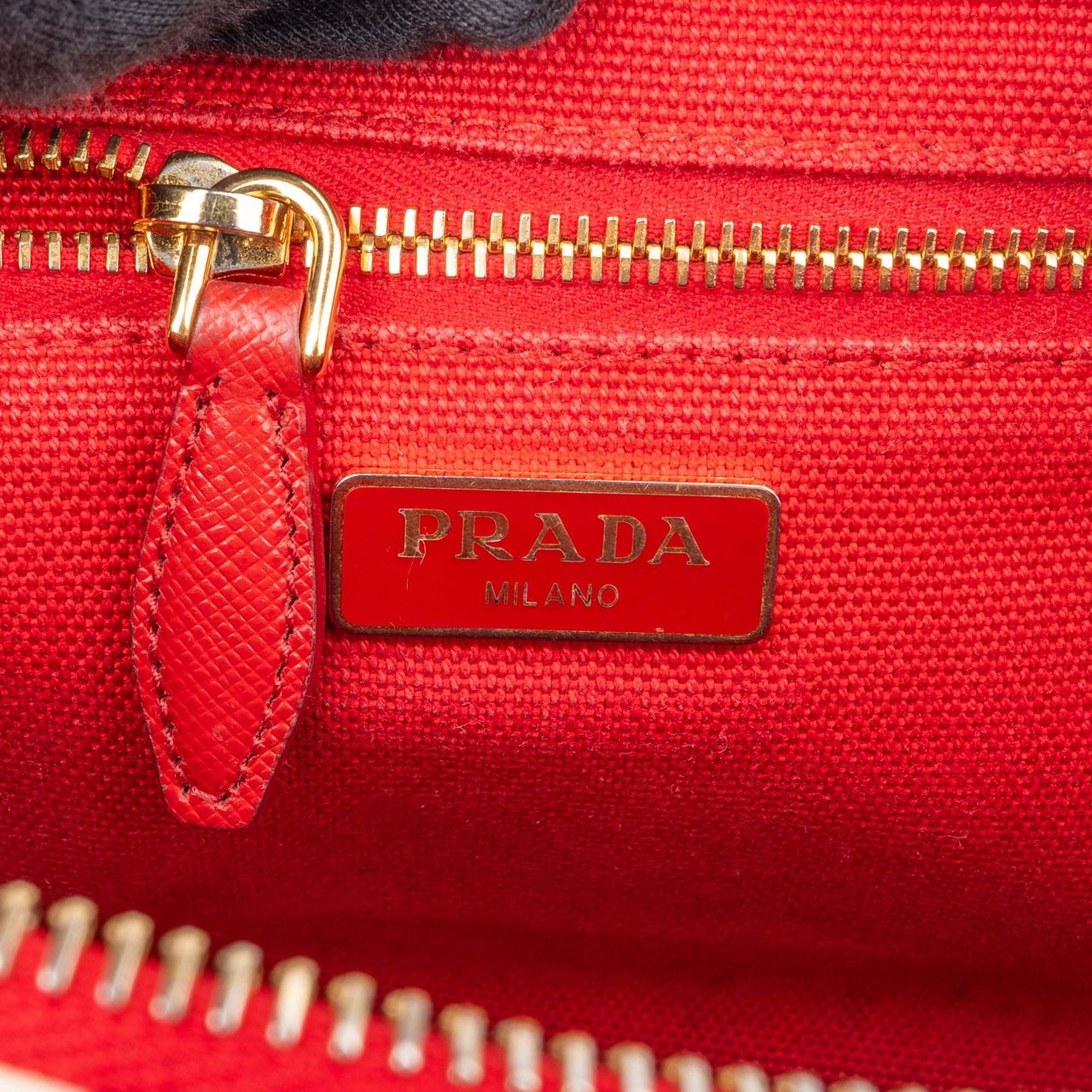 Prada Prada Cotton Stripes Triangle Pouch Rood