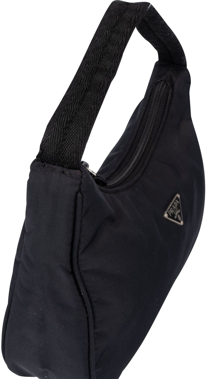 Prada Prada Black Nylon Triangle Vintage Re-Edition Handbag Zwart