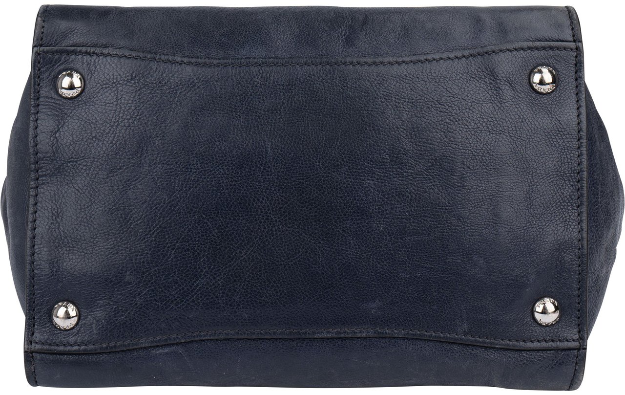 Prada Prada Blue Leather Vitello Handbag Blauw