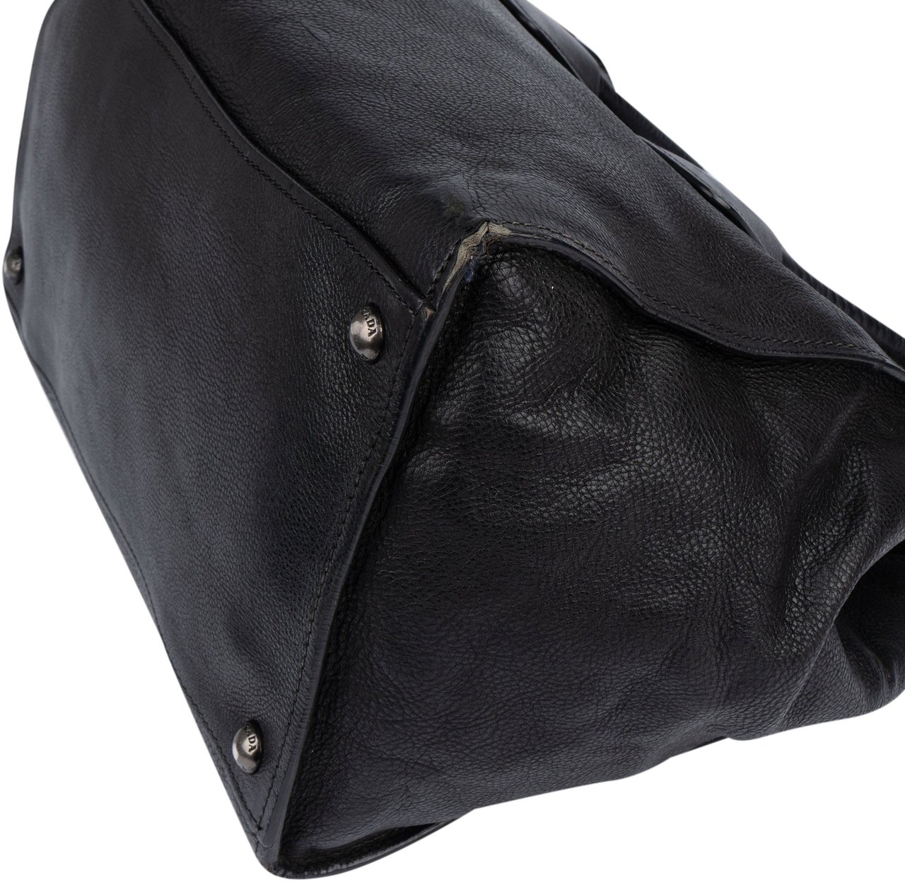 Prada Prada Black Leather Vitello Handbag Zwart