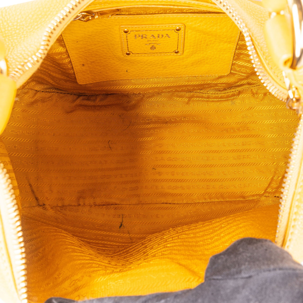 Prada Yellow Leather City Shoulder Bag Geel