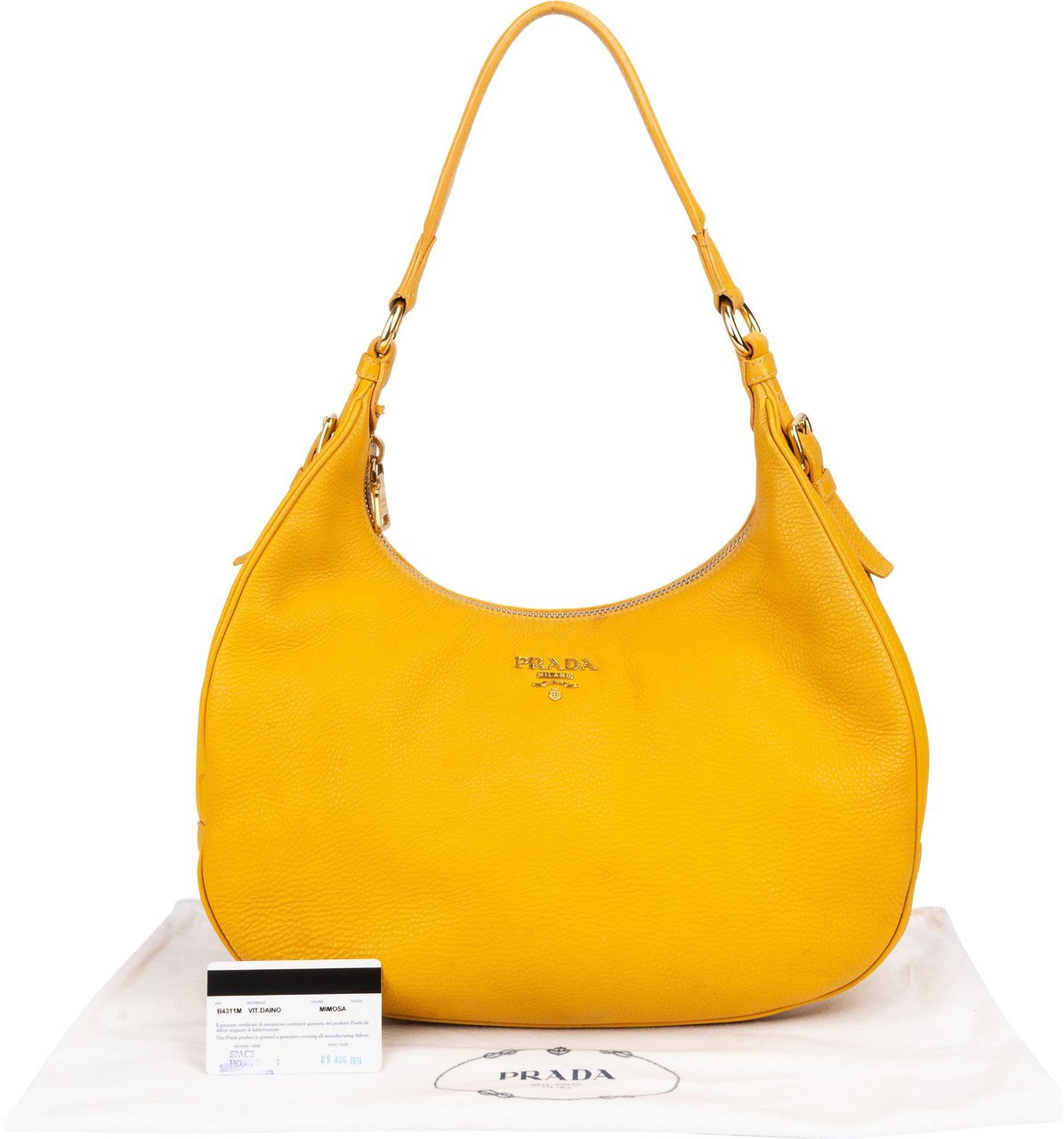 Prada Yellow Leather City Shoulder Bag Geel