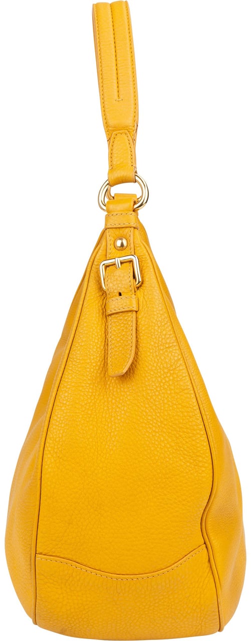 Prada Yellow Leather City Shoulder Bag Geel