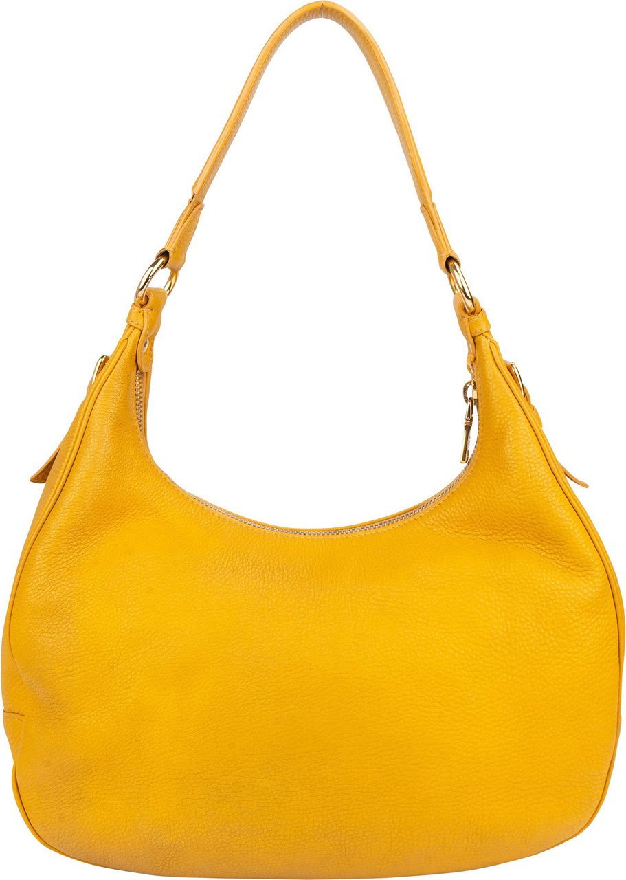 Prada Yellow Leather City Shoulder Bag Geel