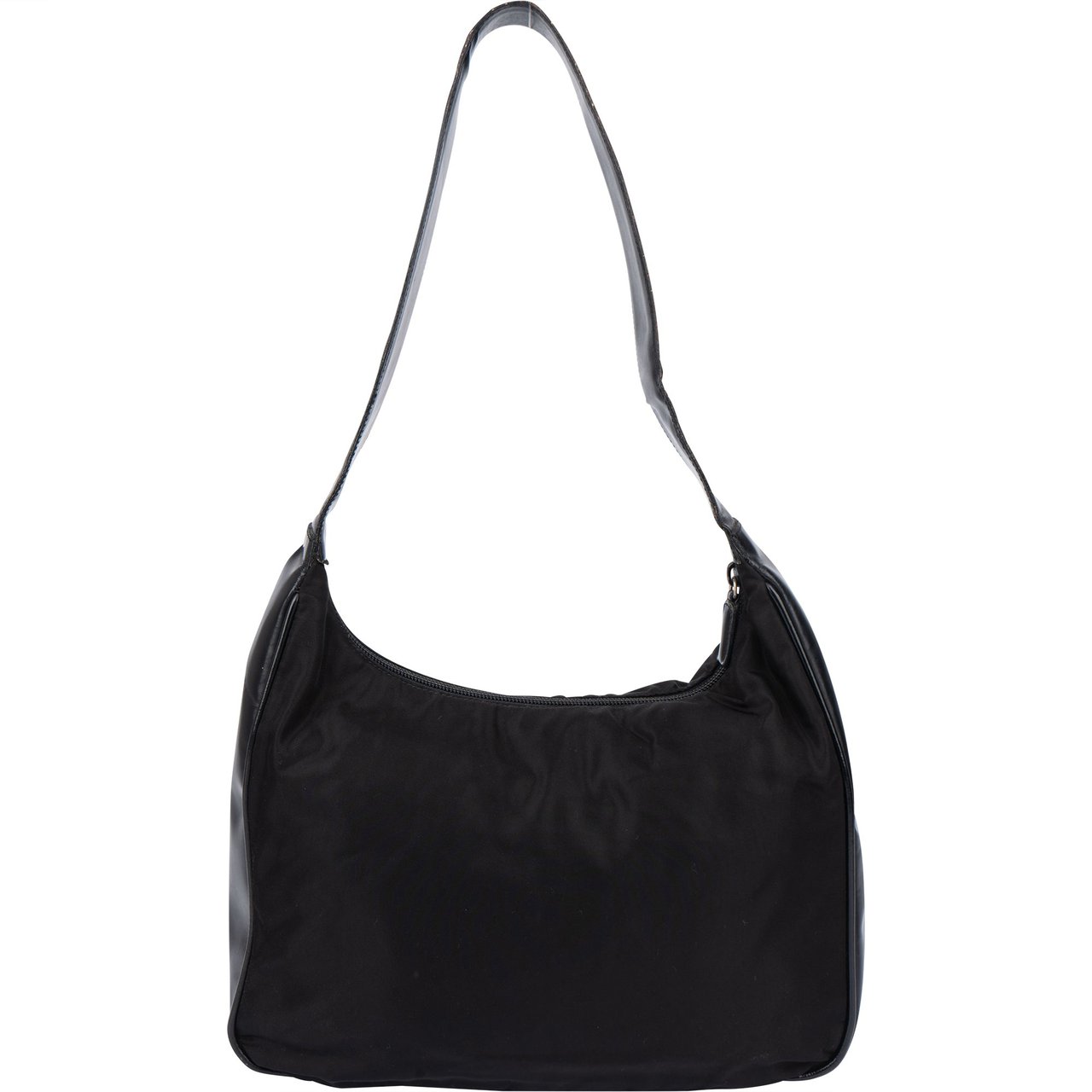 Prada Prada Black Nylon Triangle Shoulder Bag Zwart