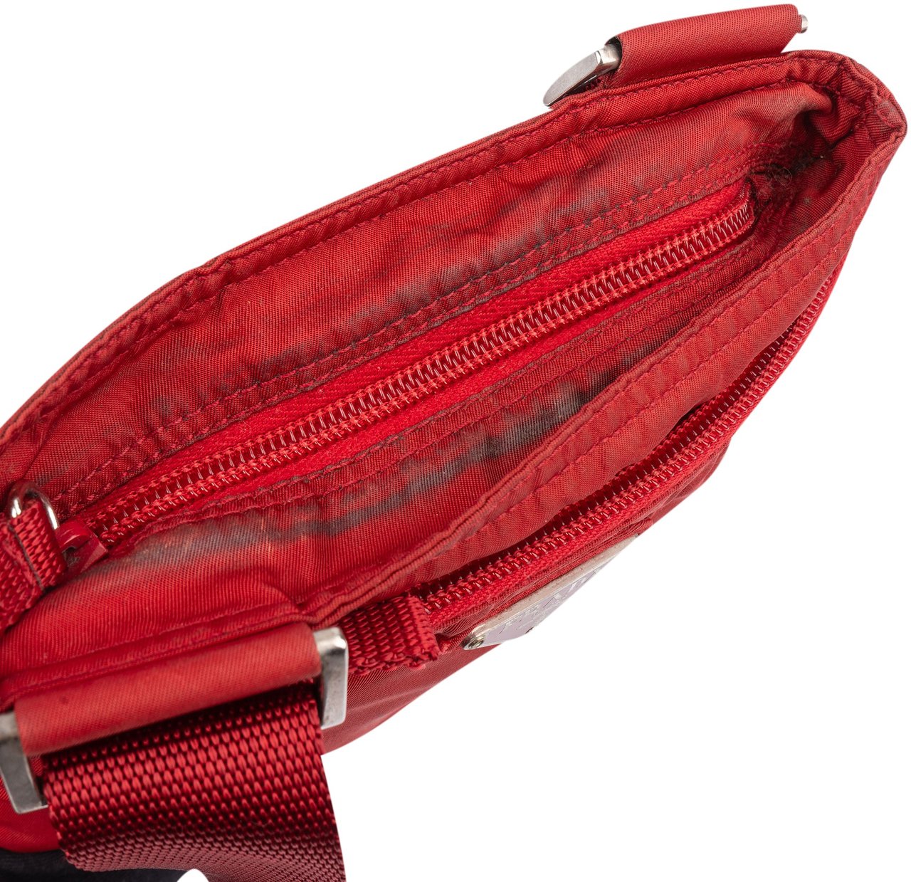 Prada Prada Red Nylon Triangle Crossbody Side Bag Rood