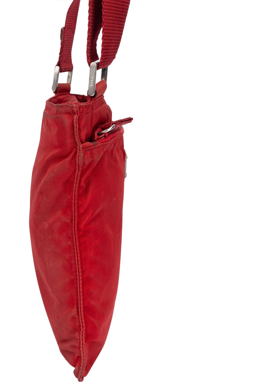 Prada Prada Red Nylon Triangle Crossbody Side Bag Rood