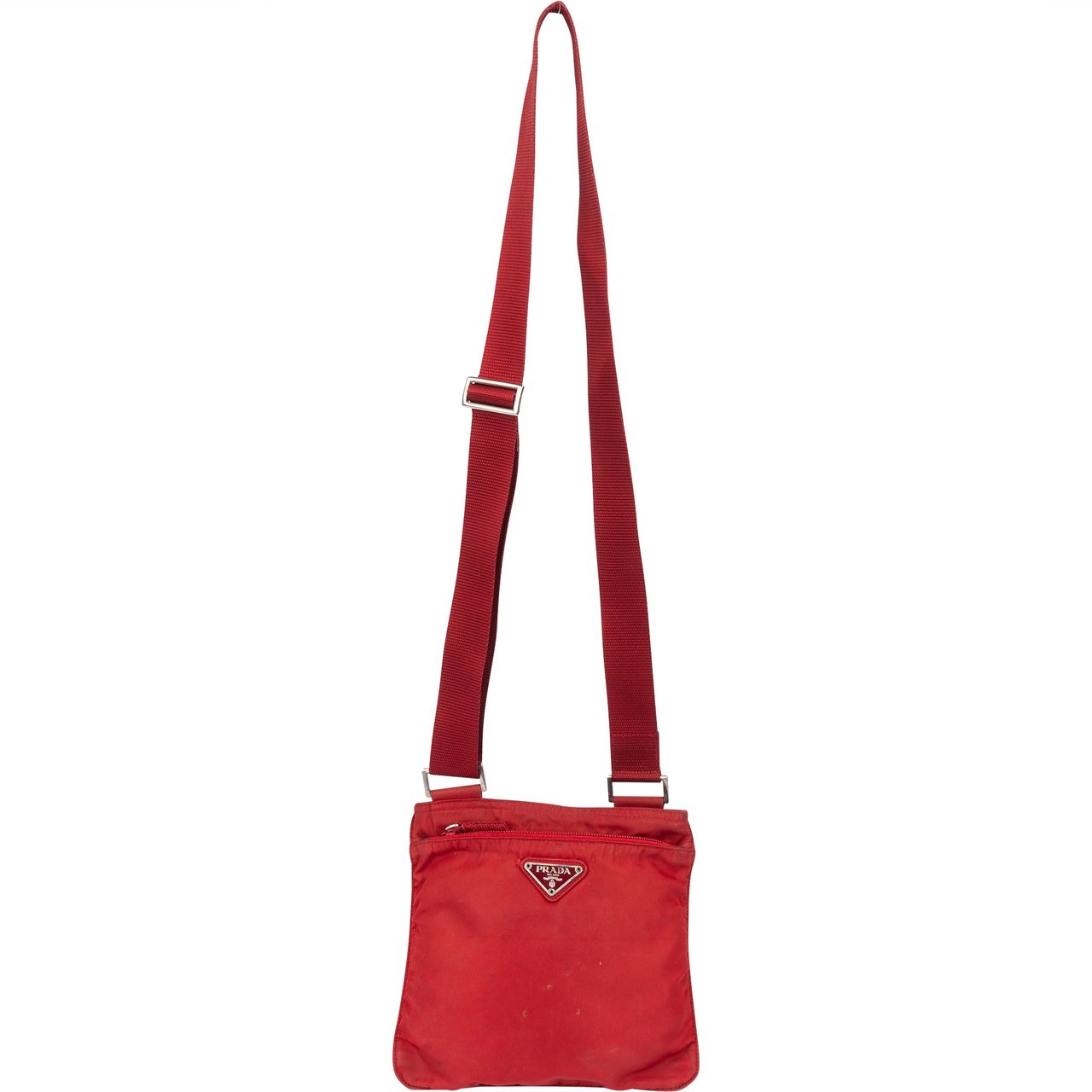 Prada Prada Red Nylon Triangle Crossbody Side Bag Rood
