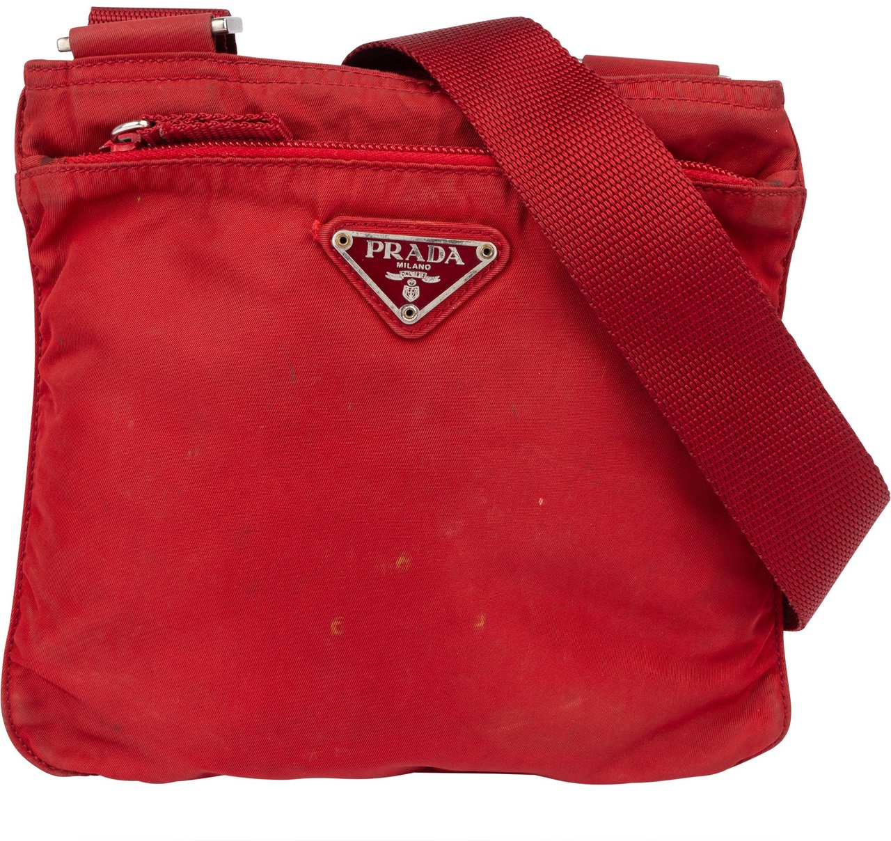 Prada Prada Red Nylon Triangle Crossbody Side Bag Rood