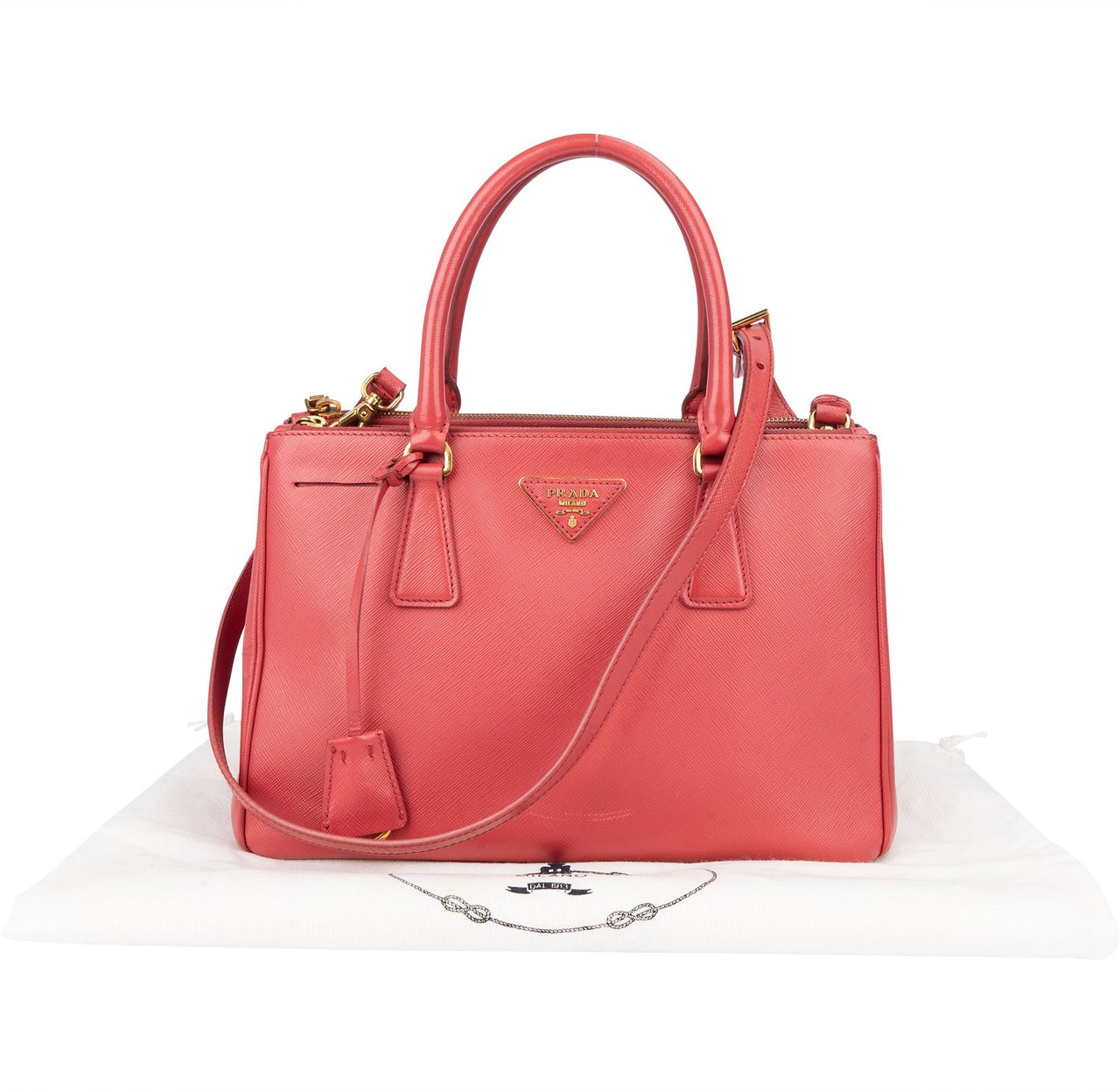 Prada Prada Saffiano Leather Galleria Handbag Rood
