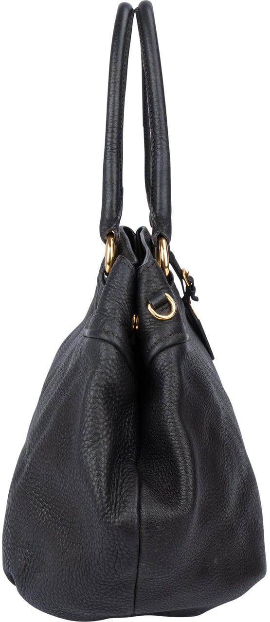 Prada Prada Black Calfskin Vitello Handbag Zwart