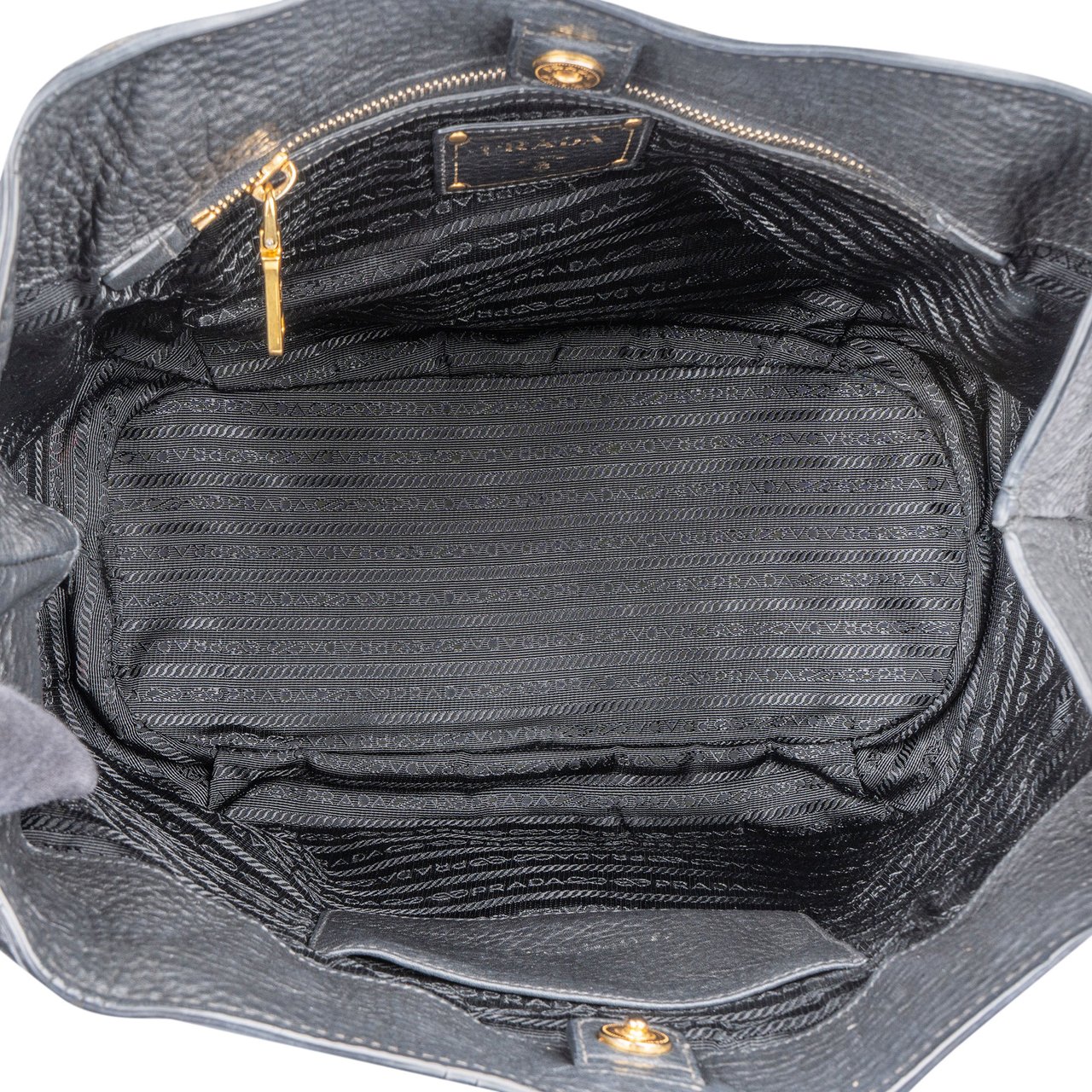 Prada Prada Black Calfskin Vitello Handbag Zwart