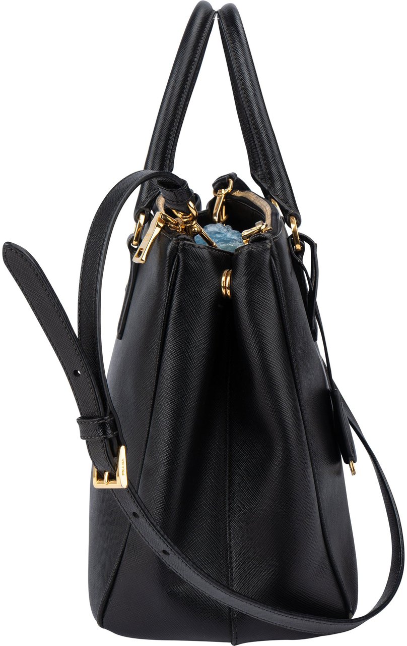 Prada Prada Black Saffiano Leather Galleria Handbag Zwart