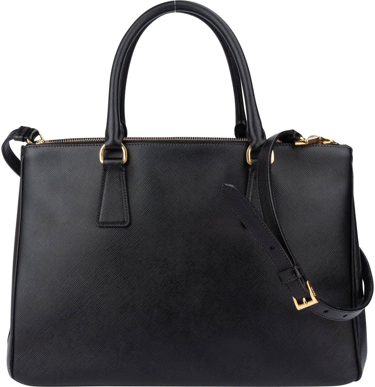 Prada Prada Black Saffiano Leather Galleria Handbag Zwart