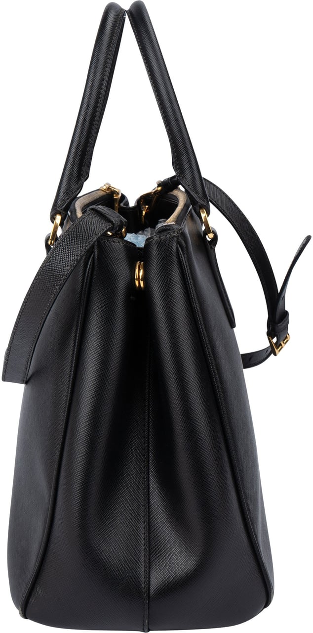 Prada Prada Black Saffiano Leather Galleria Handbag Zwart