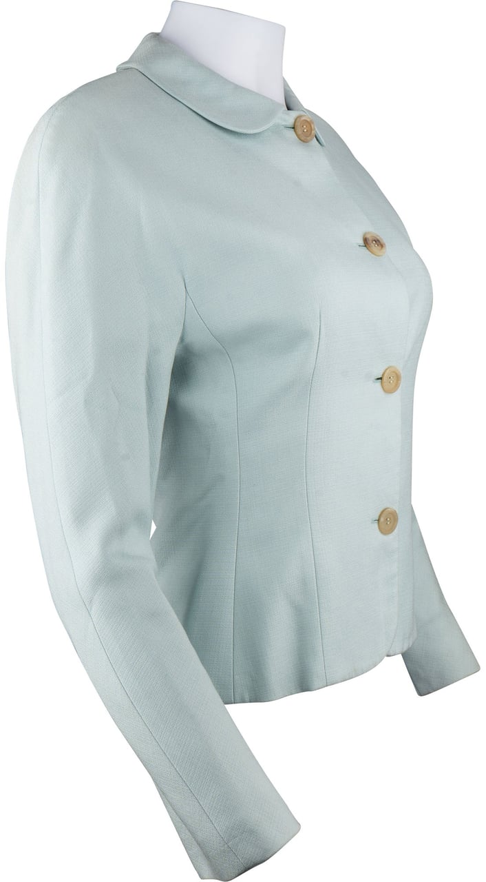 Prada Bleu Viscose Jacket (DE34 / IT40) Blauw