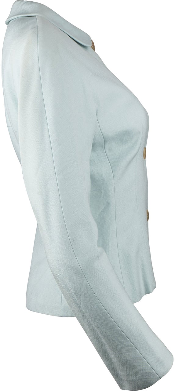 Prada Bleu Viscose Jacket (DE34 / IT40) Blauw