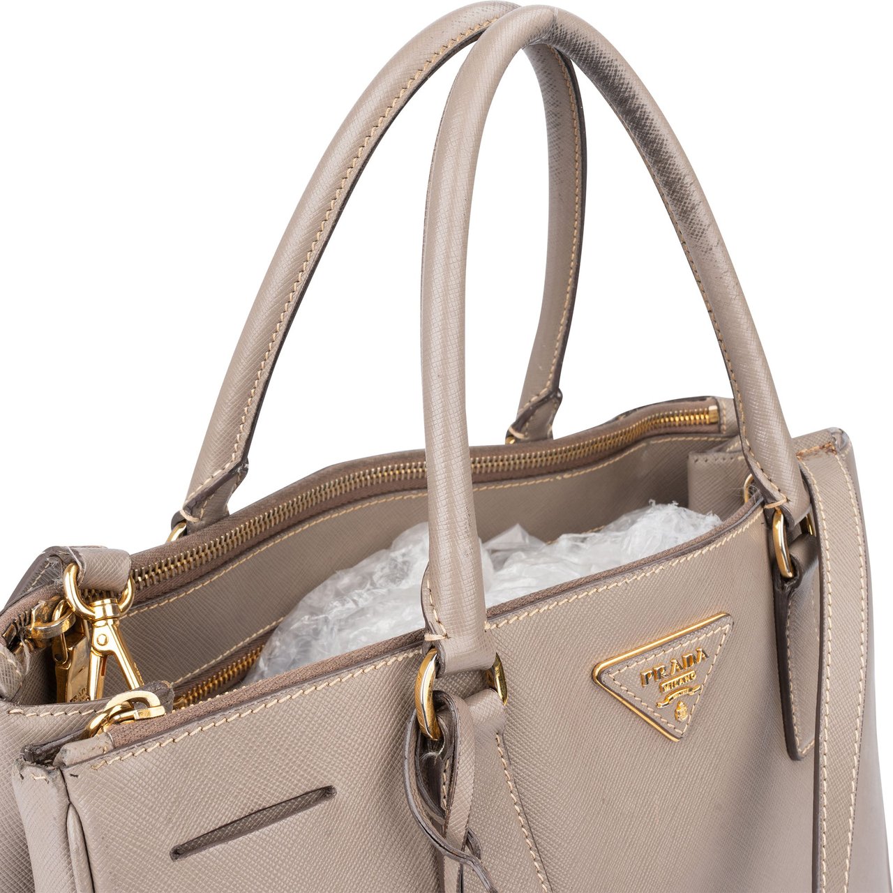 Prada Prada Grey Saffiano Leather Galleria Handbag Divers