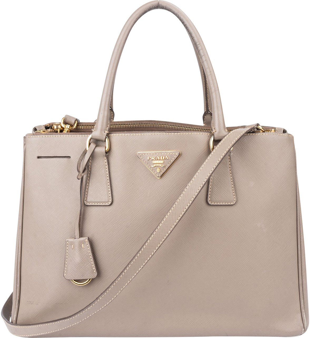 Prada Prada Grey Saffiano Leather Galleria Handbag Divers