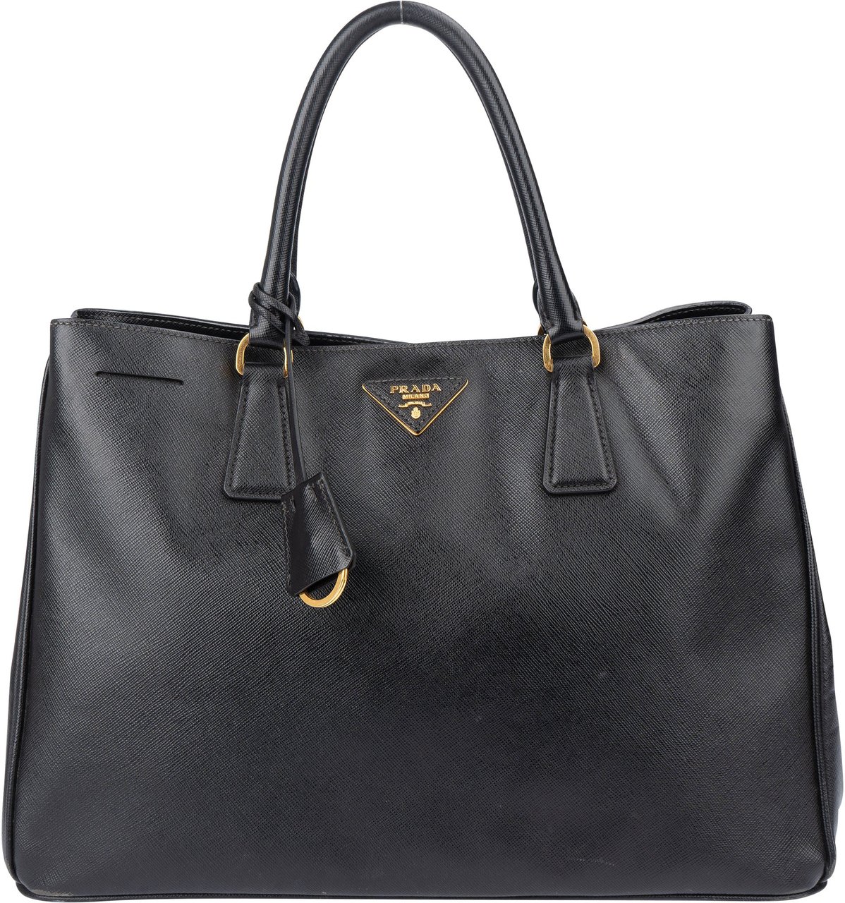 Prada Prada Black Saffiano Leather Galleria Handbag Zwart