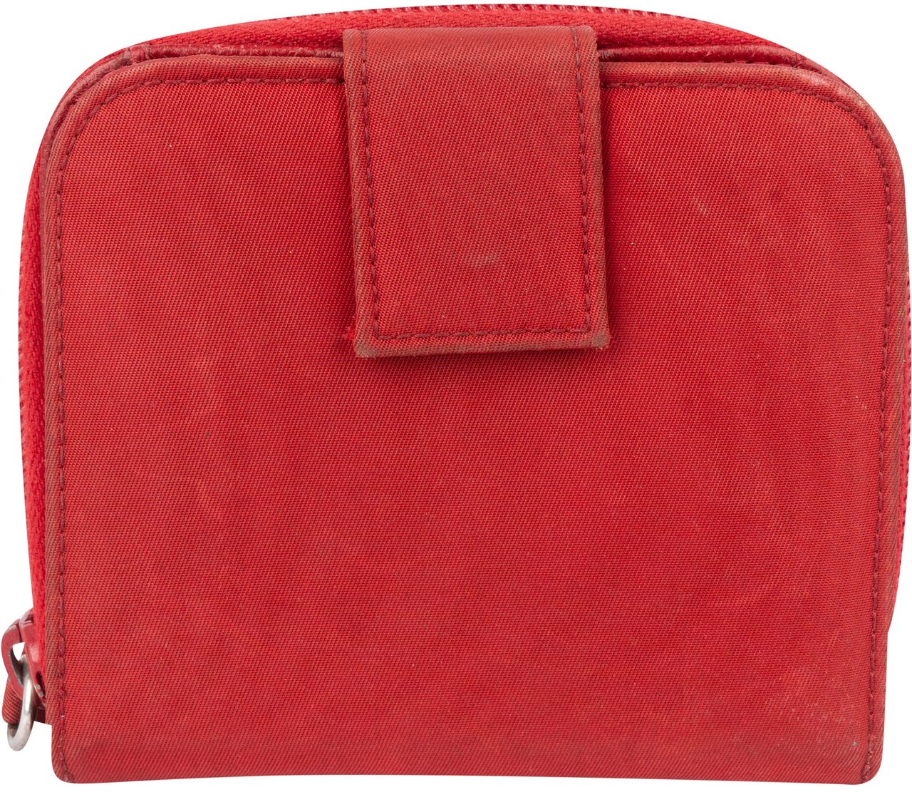 Prada Prada Red Nylon Triangle Zip Wallet Rood