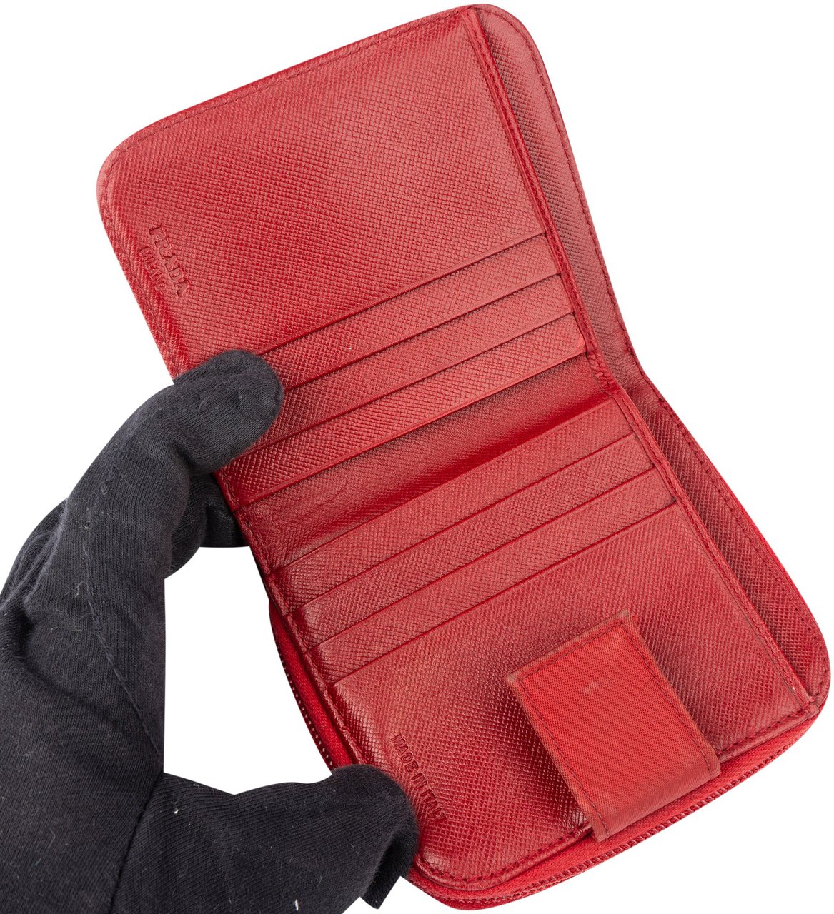 Prada Prada Red Nylon Triangle Zip Wallet Rood