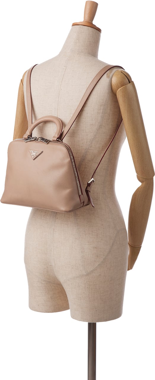 Prada Saffiano Lux Promenade Backpack Bruin