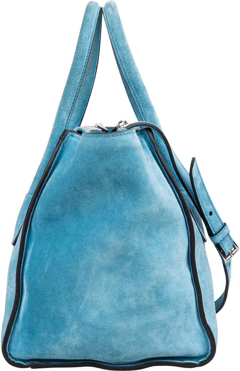 Prada Prada Bleu Suede Vitello Handbag Blauw