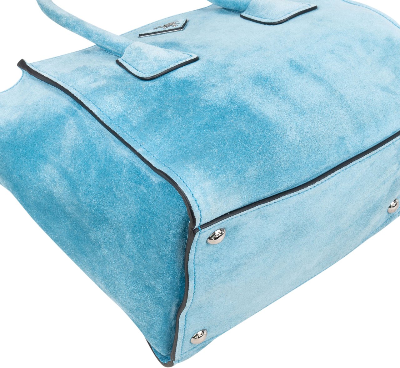 Prada Prada Bleu Suede Vitello Handbag Blauw