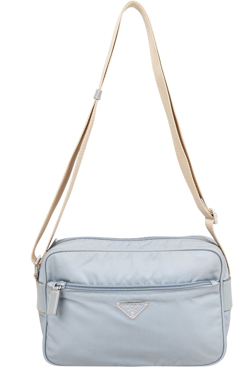 Prada Prada Bleu Nylon Triangle Crossbody Bag Blauw