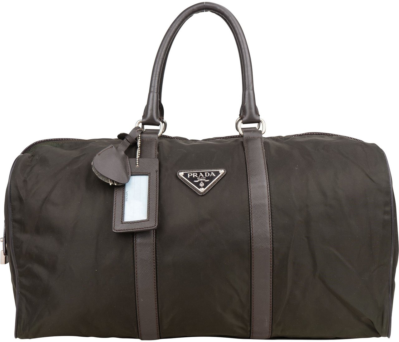 Prada Nylon Triangle Duffle Bag 48 Groen