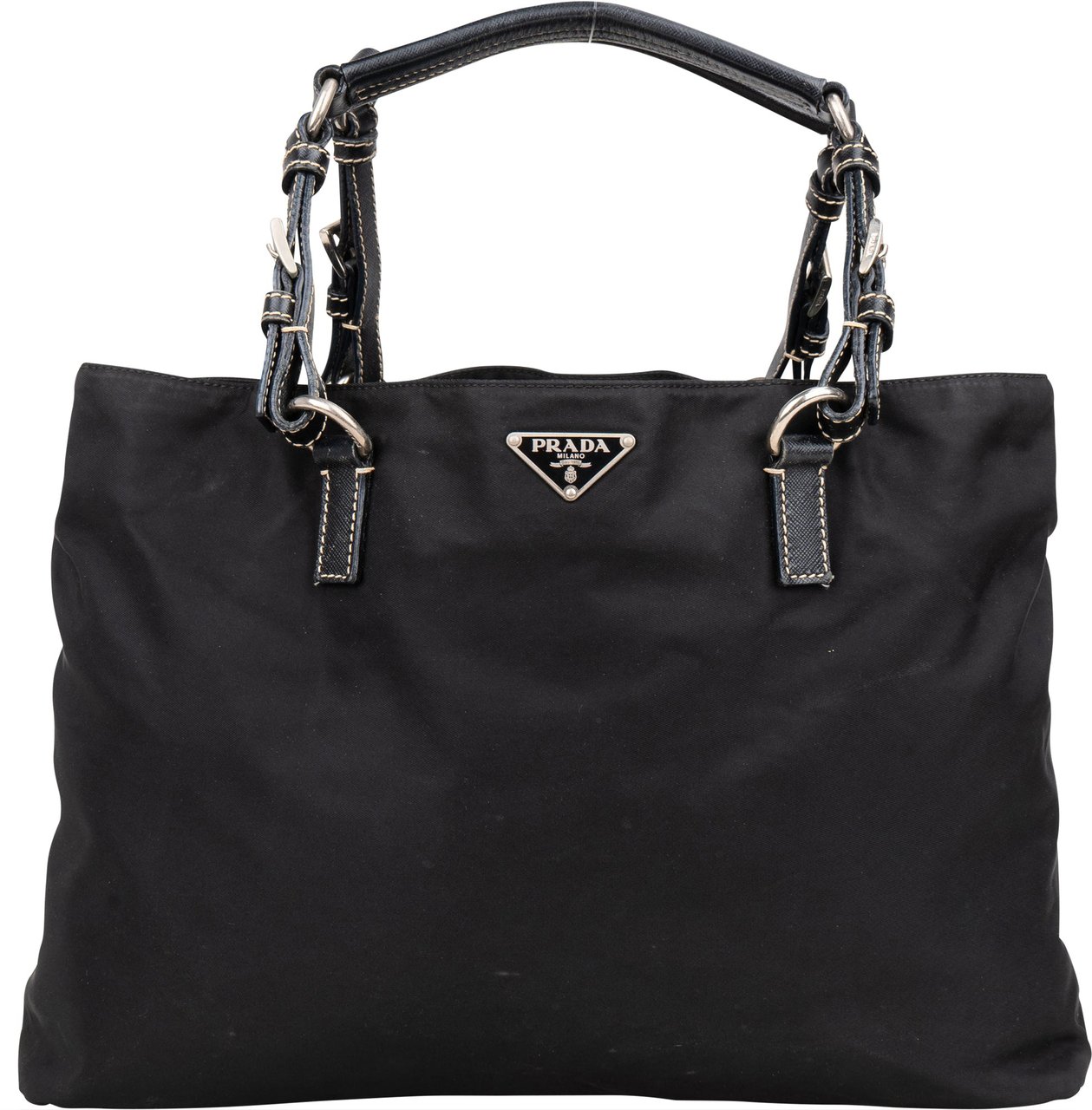 Prada Black Nylon Triangle Handbag Zwart