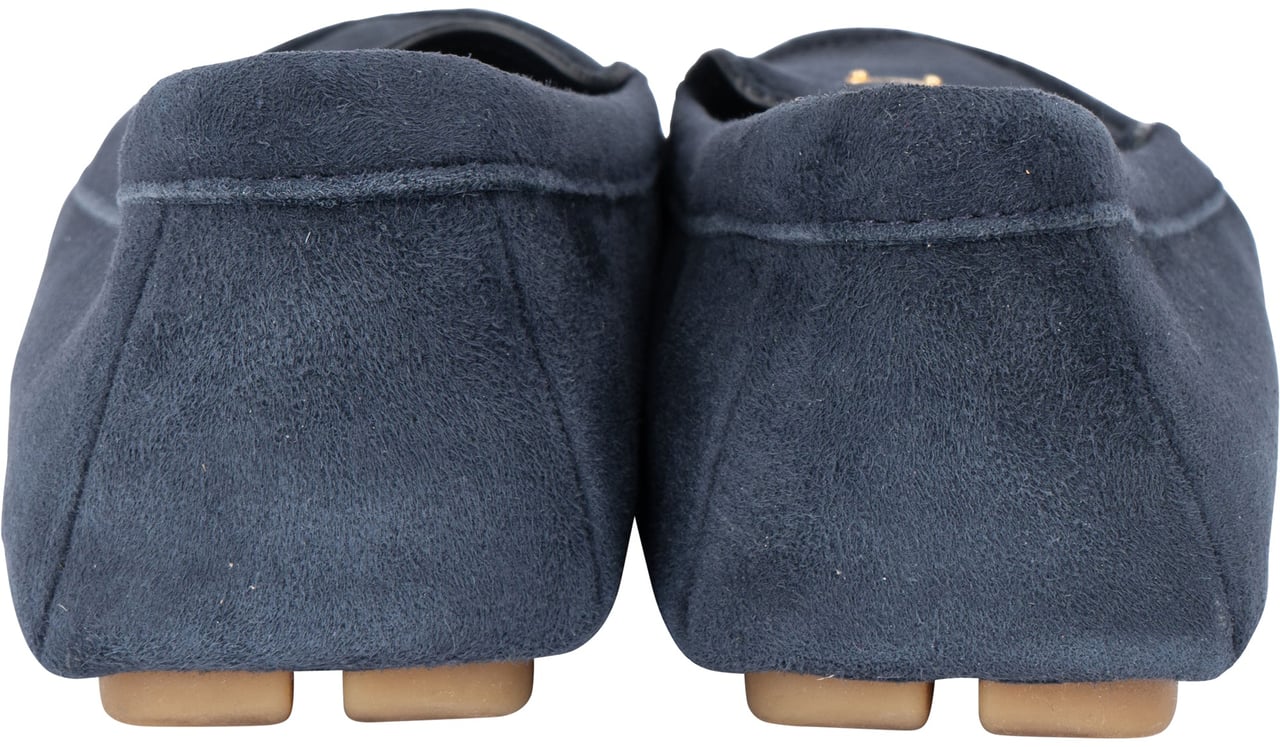 Prada Prada Bleu Suede Triangle Mokassins (38) Blauw