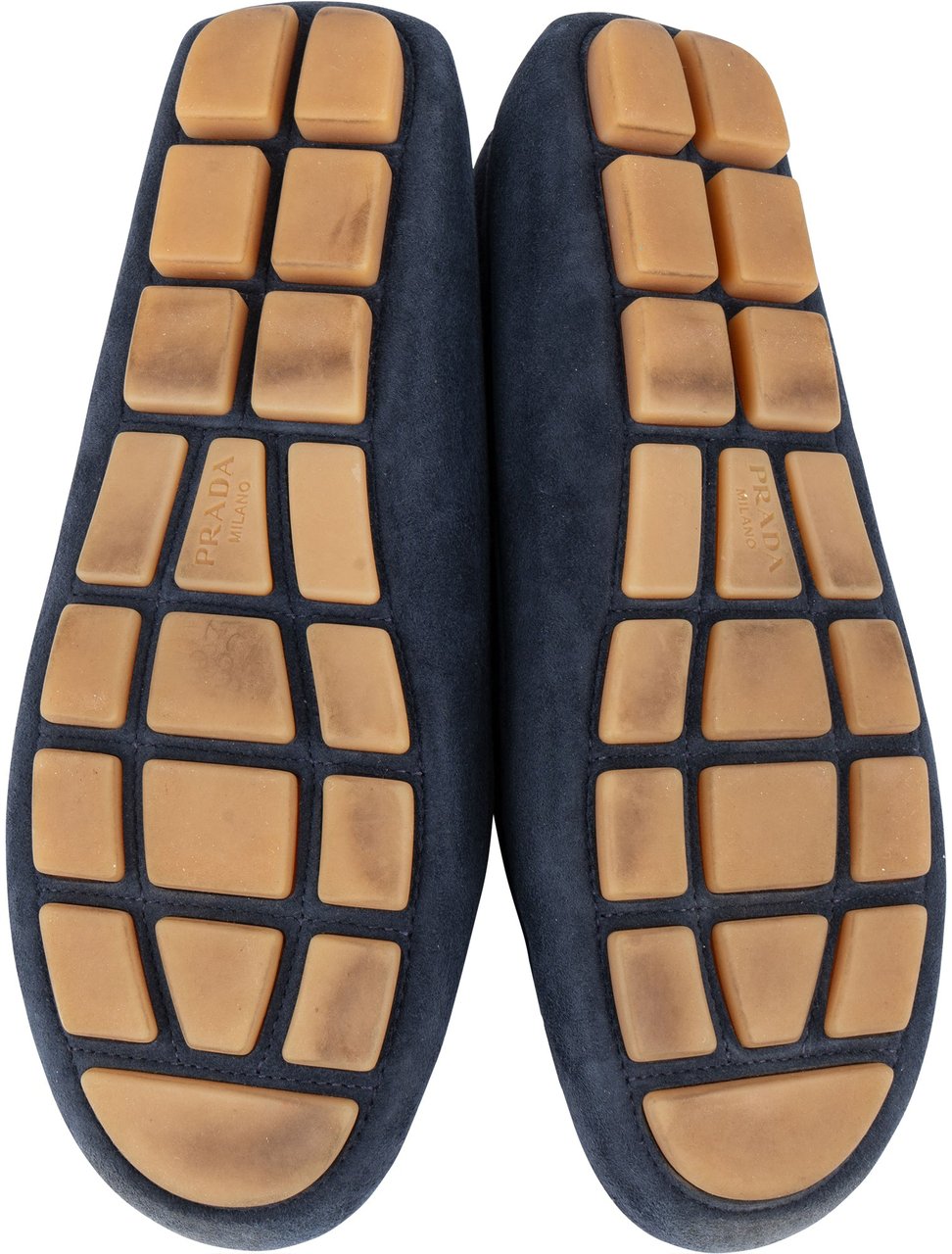 Prada Prada Bleu Suede Triangle Mokassins (38) Blauw