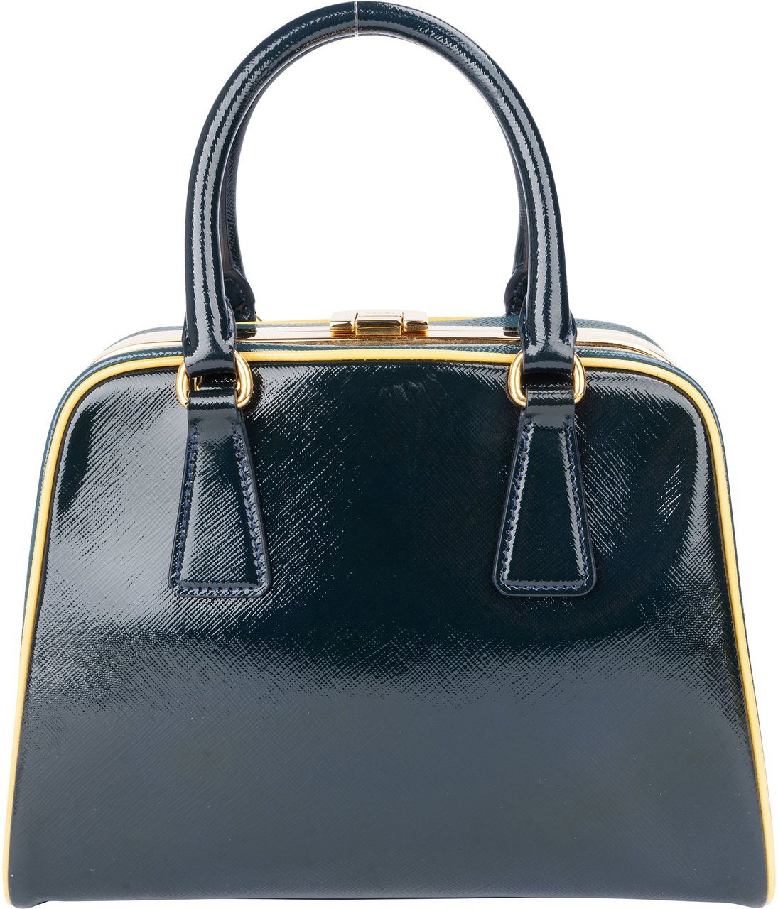 Prada Prada Saffiano Patent Leather Vernice Pyramid Handbag Blauw