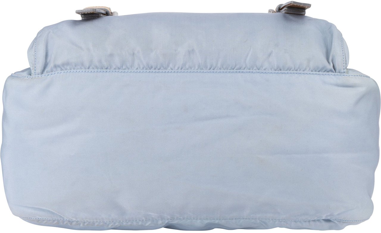 Prada Prada Blue Nylon Triangle Crossbody Messenger Bag Blauw