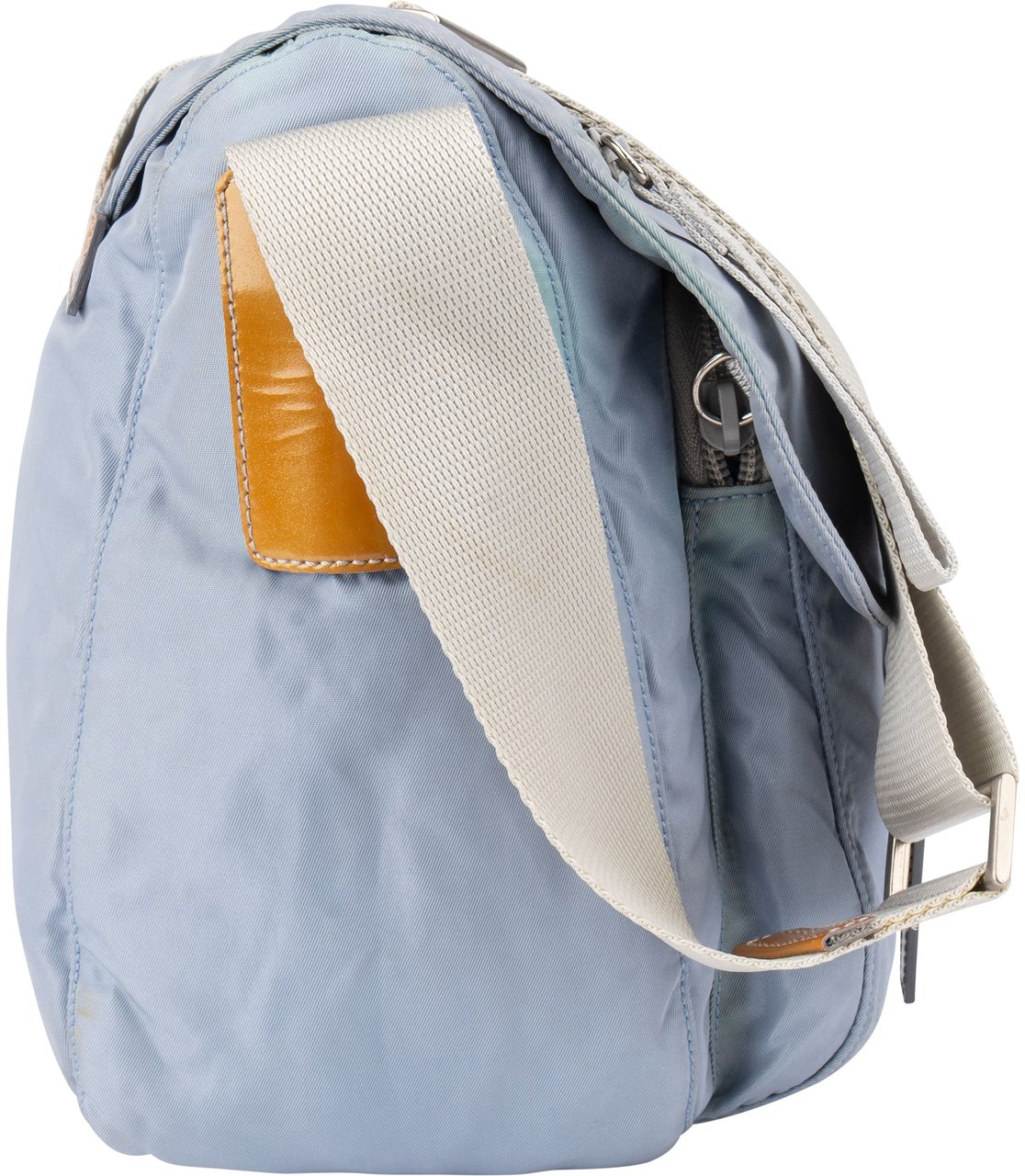 Prada Prada Blue Nylon Triangle Crossbody Messenger Bag Blauw