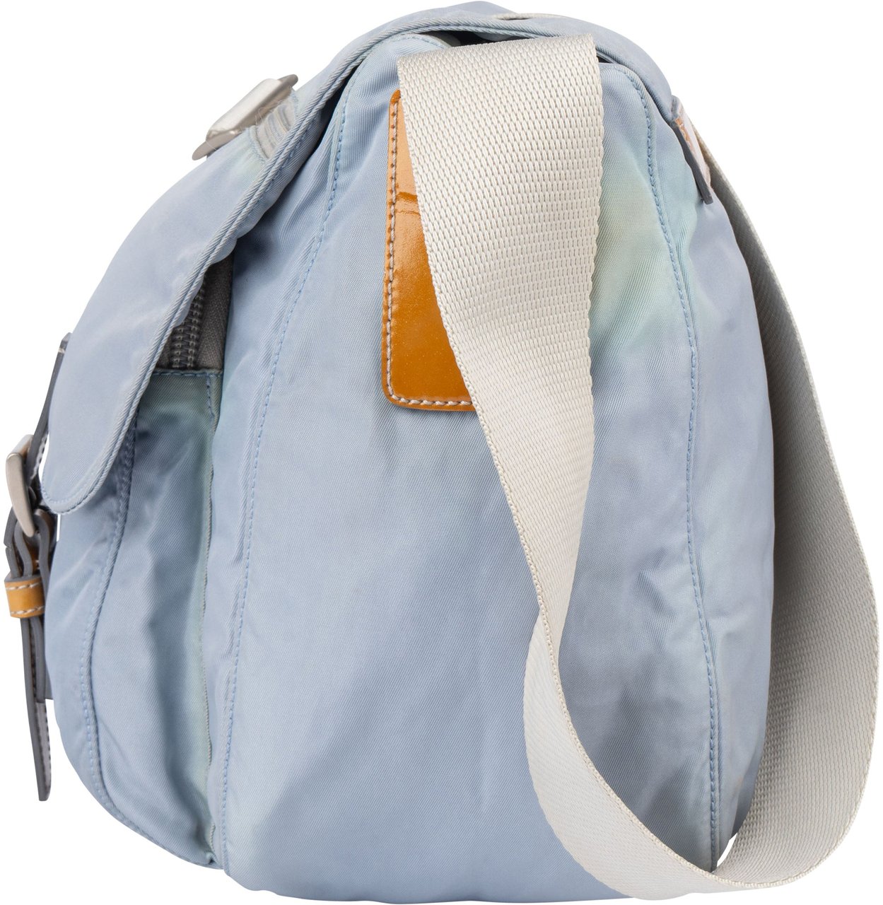 Prada Prada Blue Nylon Triangle Crossbody Messenger Bag Blauw