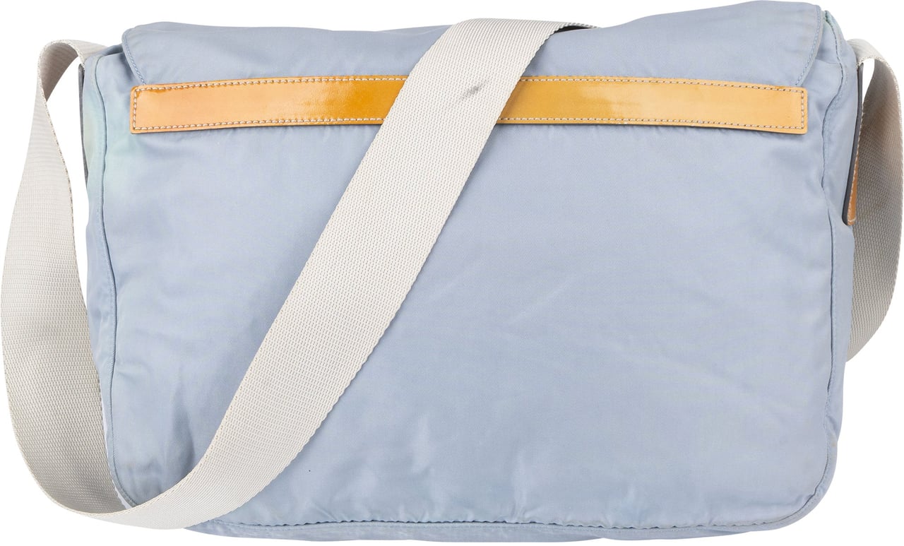 Prada Prada Blue Nylon Triangle Crossbody Messenger Bag Blauw