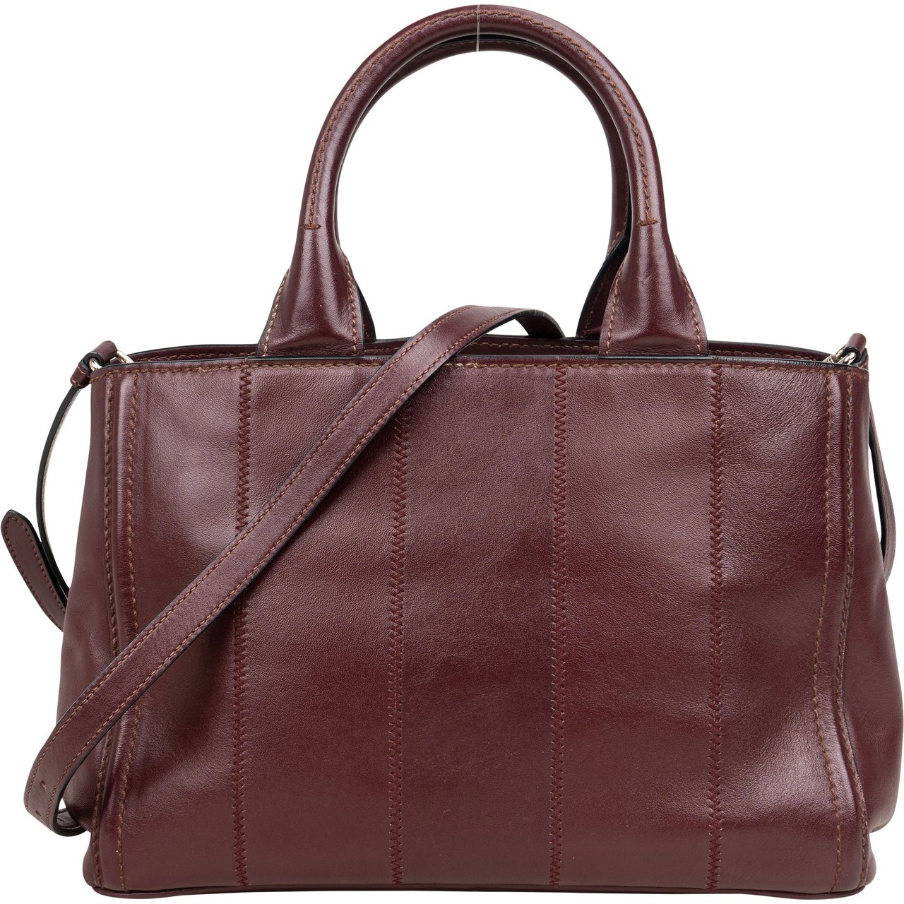 Prada Prada Bordeaux Leather City Handbag Divers