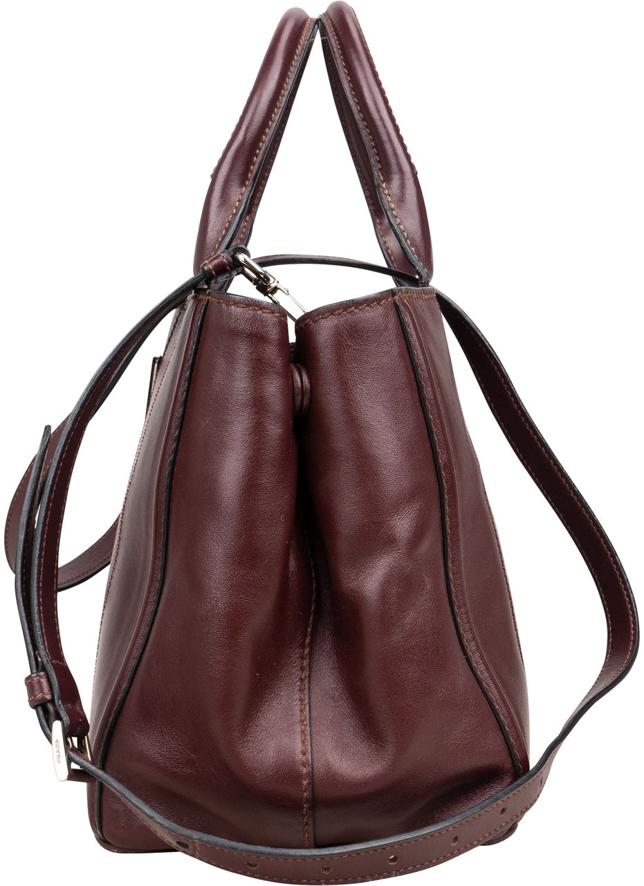 Prada Prada Bordeaux Leather City Handbag Divers