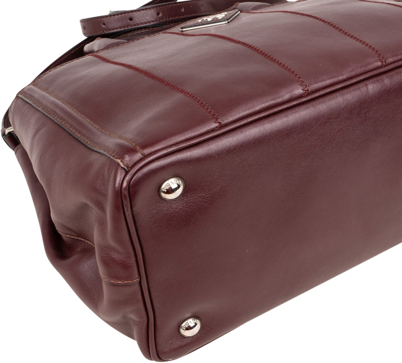 Prada Prada Bordeaux Leather City Handbag Divers