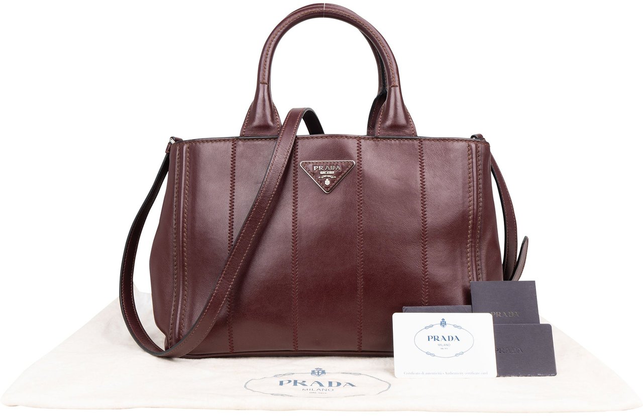 Prada Prada Bordeaux Leather City Handbag Divers