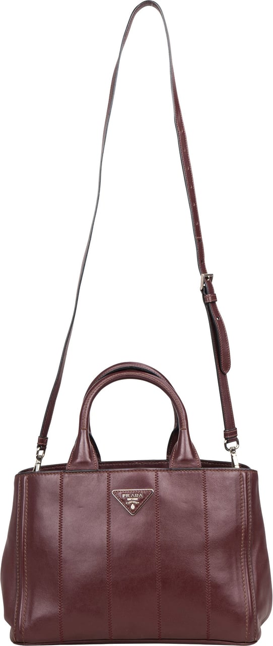 Prada Prada Bordeaux Leather City Handbag Divers
