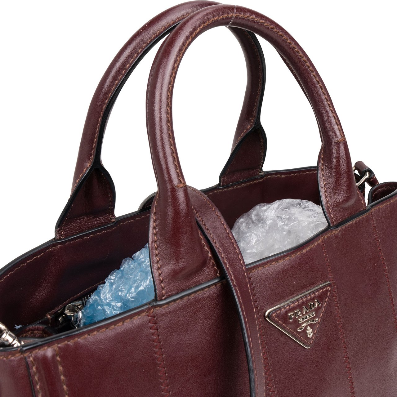 Prada Prada Bordeaux Leather City Handbag Divers