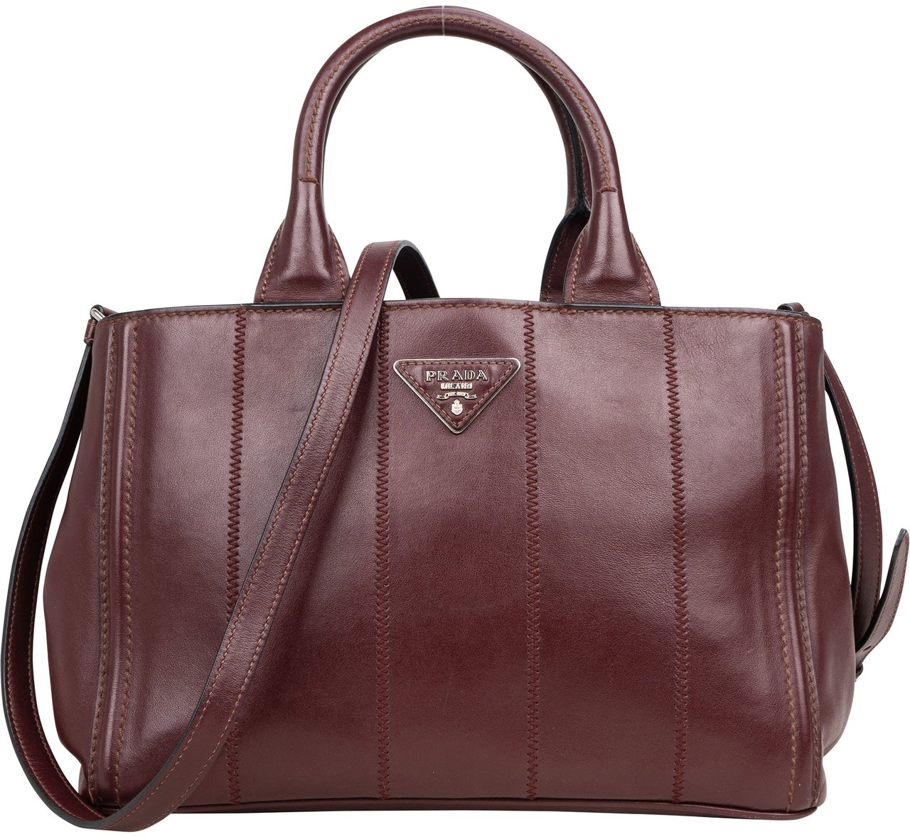 Prada Prada Bordeaux Leather City Handbag Divers