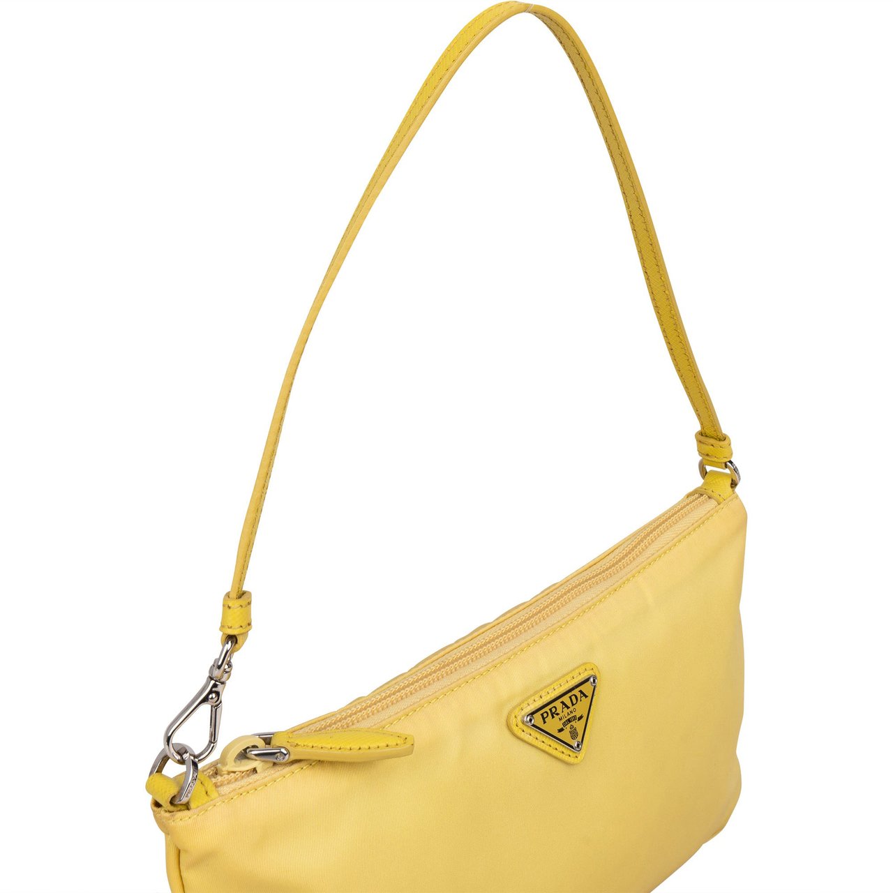 Prada Prada Yellow Nylon Triangle Mini Handbag Geel