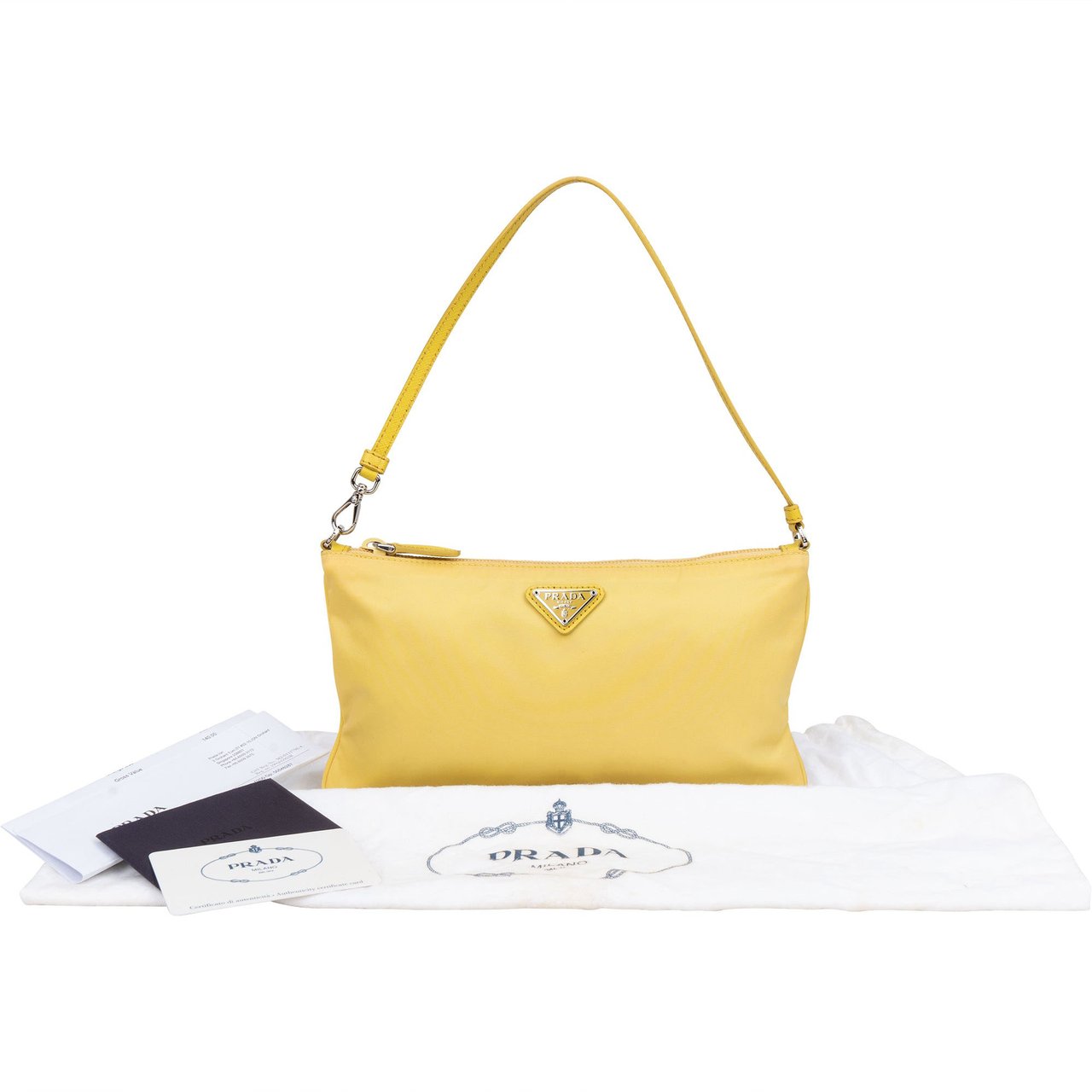Prada Prada Yellow Nylon Triangle Mini Handbag Geel